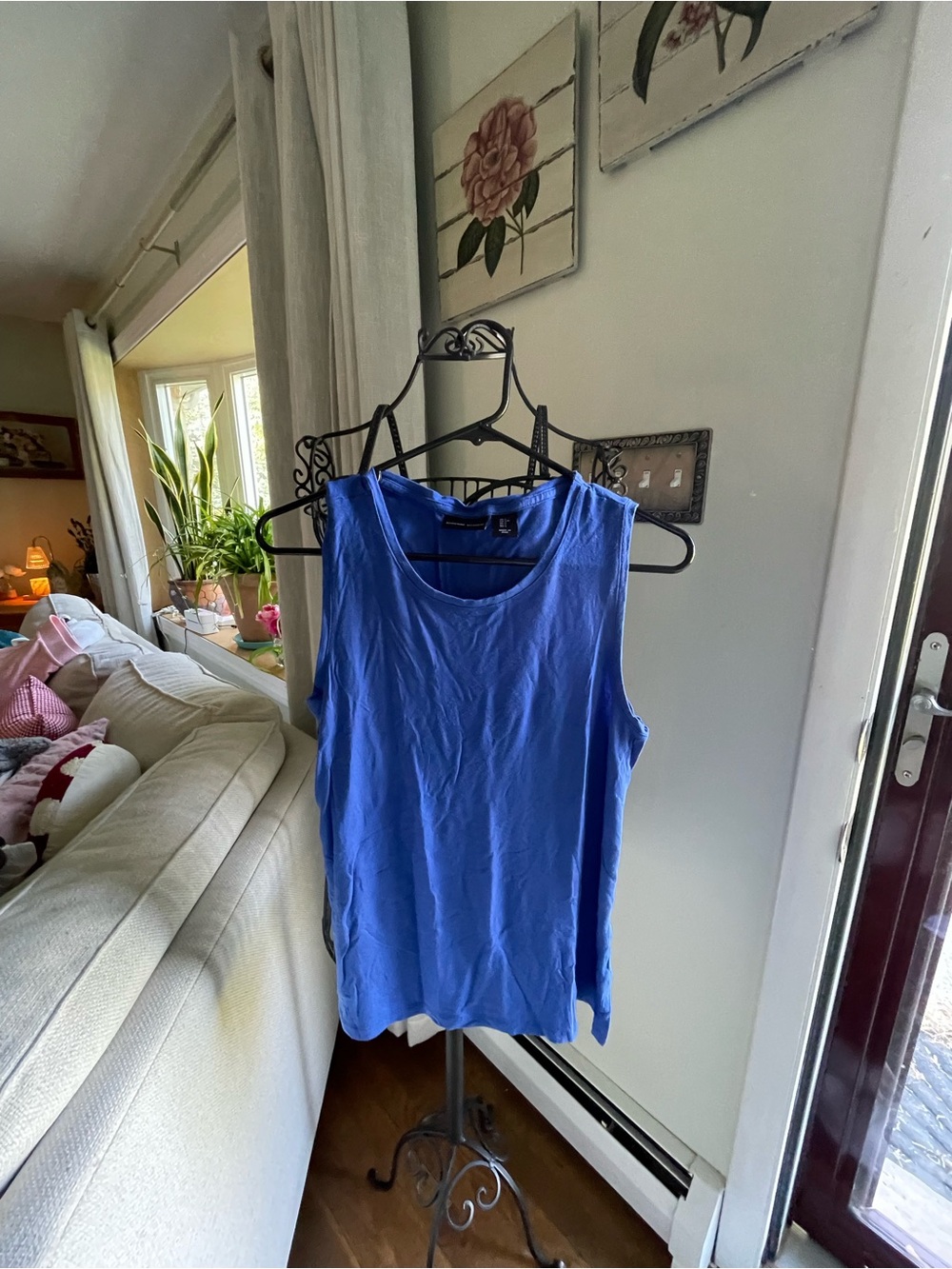 Adrienne Vittadini Cobalt Blue Scoop Neck Tank